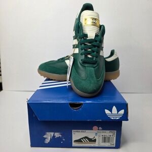 NEW Adidas Samba Golf Mens 8.5 Green JP8652 Leather Cleated Sneakers